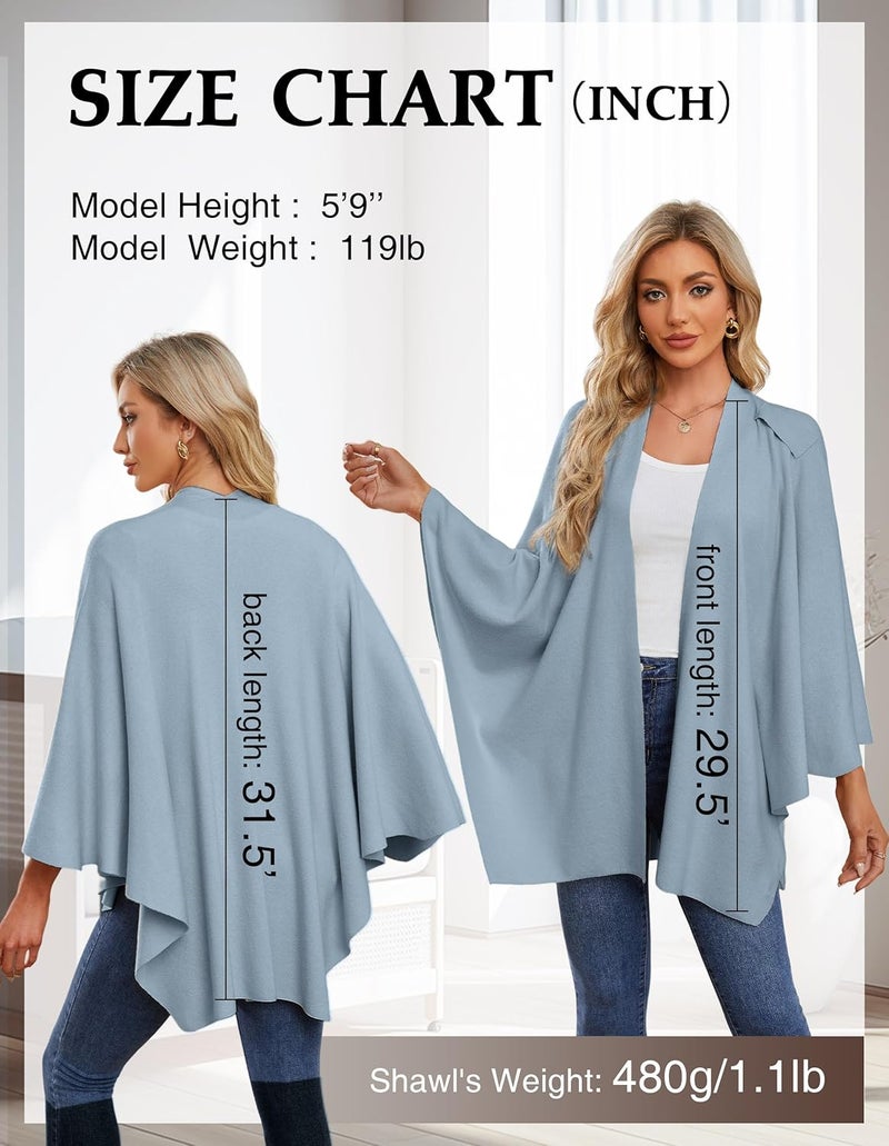 Puli Womens Large Cross Front Poncho Sweater Wrap Topper Knitted Elegant Shawls Cape for Fall Winter - Image 4